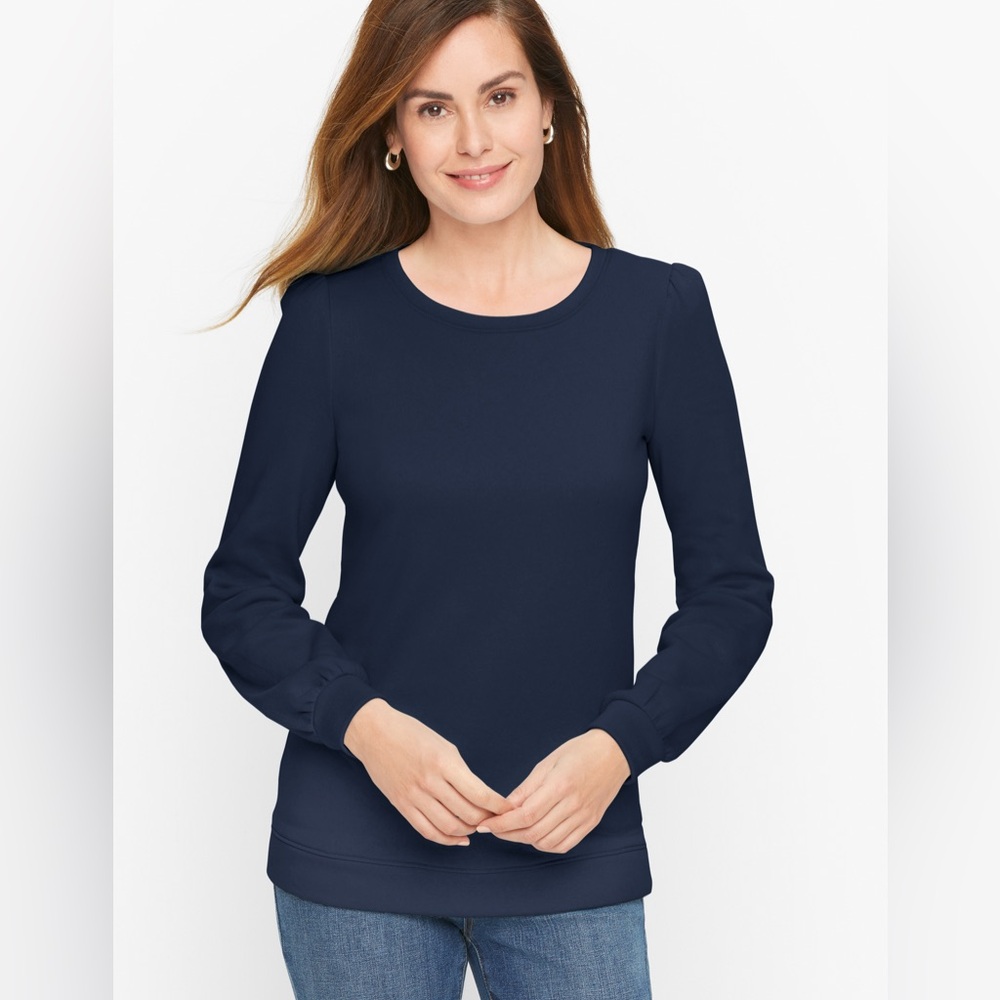 NWT! Talbots Navy Blue Crew Neck Pullover Sweatshirt, XL